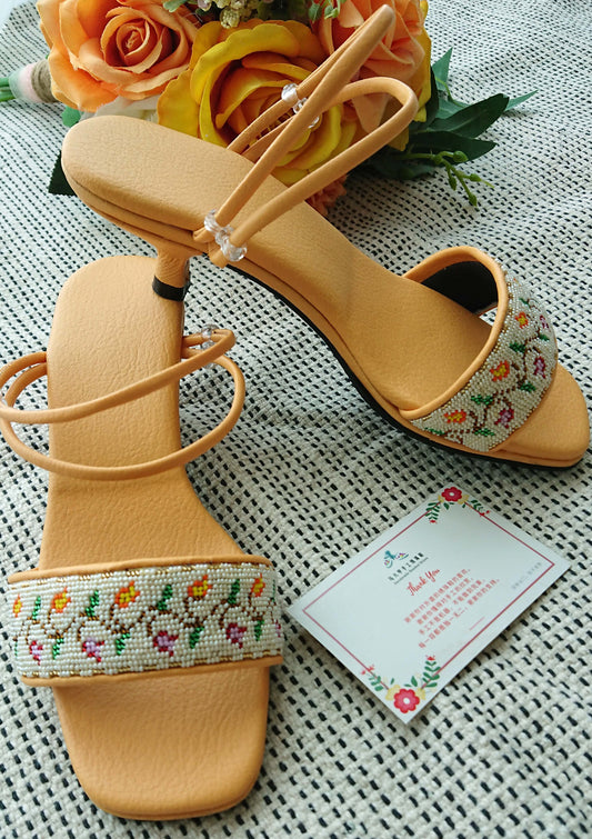 OTS002 - Small Beads Open Toe Design 小珠一字带款 (含鞋带)